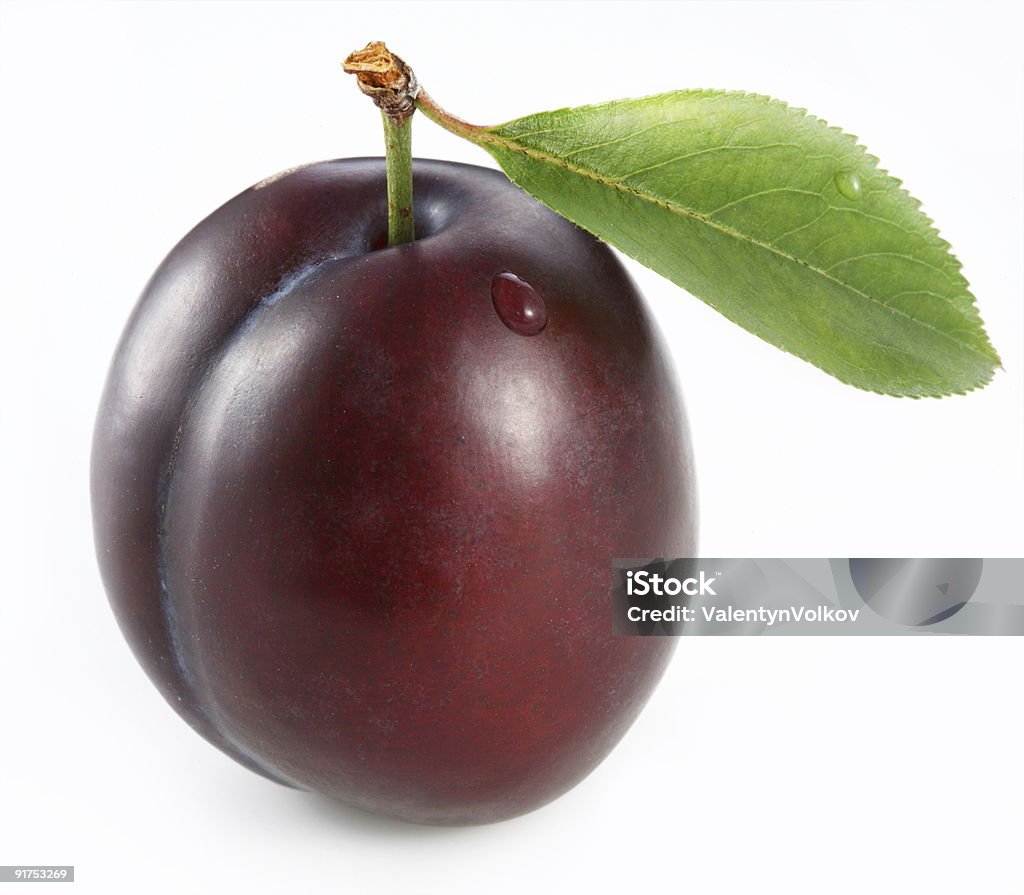 Plum auf weißem Hintergrund - Lizenzfrei Blatt - Pflanzenbestandteile Stock-Foto