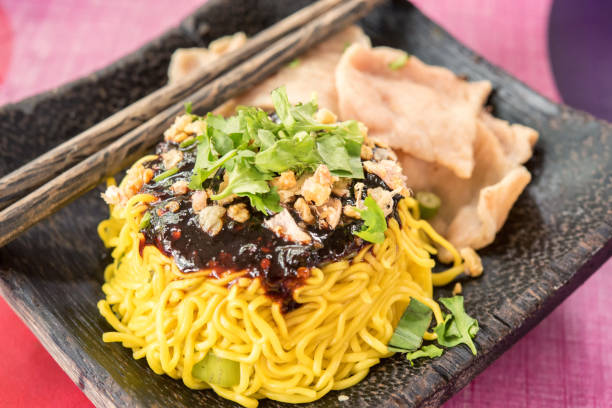 istock Dry noodles with pork and fish ball. Selective focus , and blur bckground 917535190