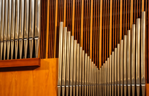 Bristol, England- March 29, 2024: Beautiful St. Mary Redcliffe church organ
