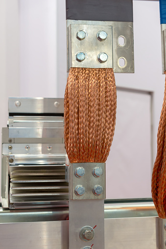 Flexible copper braided high-voltage bus. Electrical equipment.