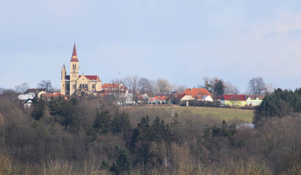 istock Old church in village Hosin, Czech landscape 917543204