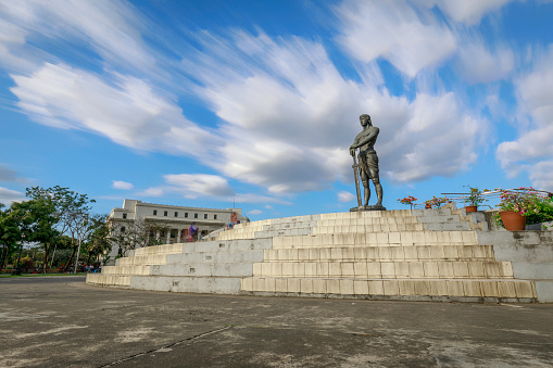 Manila, Philippines - Feb 4, 2018 : The Statue of the Sentinel of Freedom (Lapu Lapu Monument) in Rizal Park at the center of the Agrifina Circle, Manila