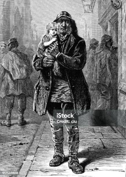 An Elderly Man Wears A Young Girl On His Hands Stock Illustration - Download Image Now - 1877, 19th Century, 2018