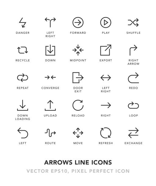 иконки линии стрелок - left arrow stock illustrations