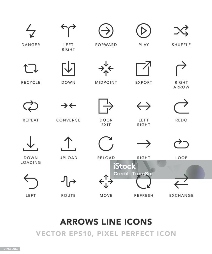 Arrows Line Icons Arrows Line Icons Vector EPS 10 File, Pixel Perfect Icons. Icon Symbol stock vector