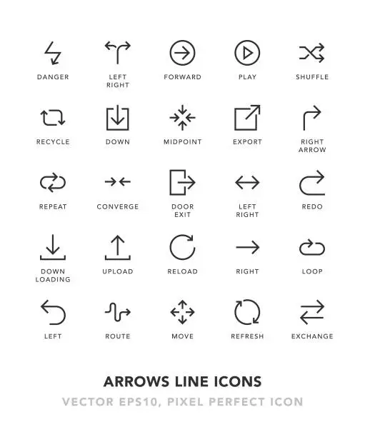 Vector illustration of Arrows Line Icons