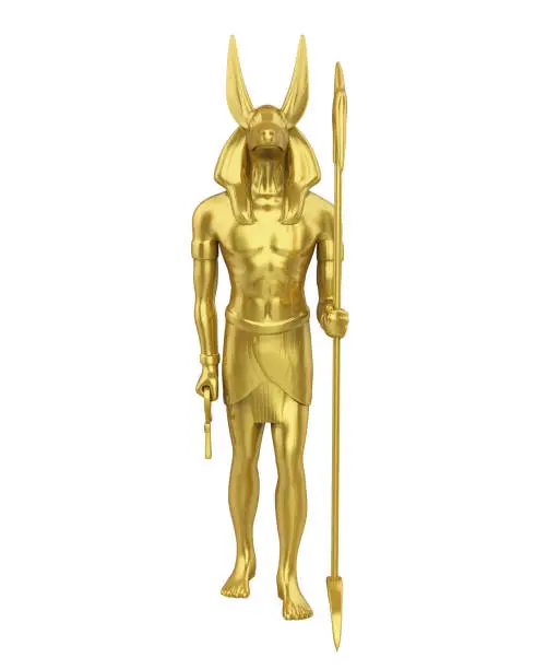 Photo of Golden Egyptian Anubis Statue Isolated