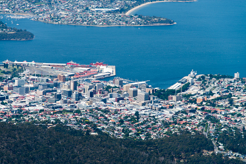 View from top of Mt.Wellington in Hobart city, Tasmania island, Australia.