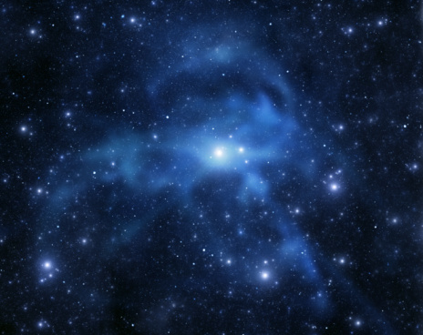 Space galaxy, blue nebula background