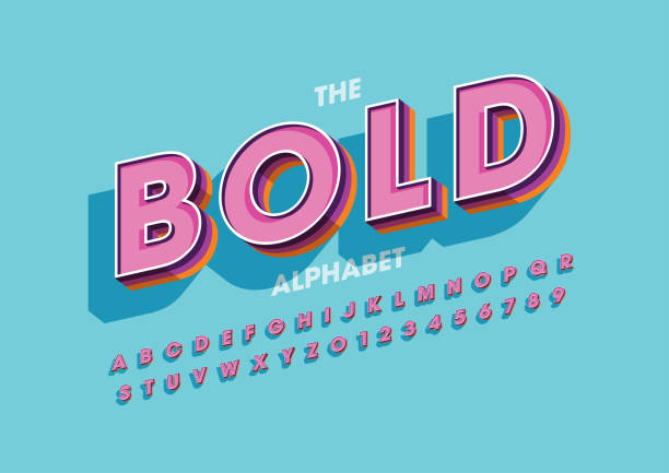 Colorful alphabet Vector of modern colorful font and alphabet letterpress stock illustrations