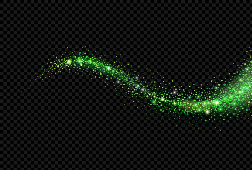 Green Glitter Sparkles Wave Isolated On Black Background Vector Star Dust  Twinkling Confetti Lights Stock Illustration - Download Image Now - iStock