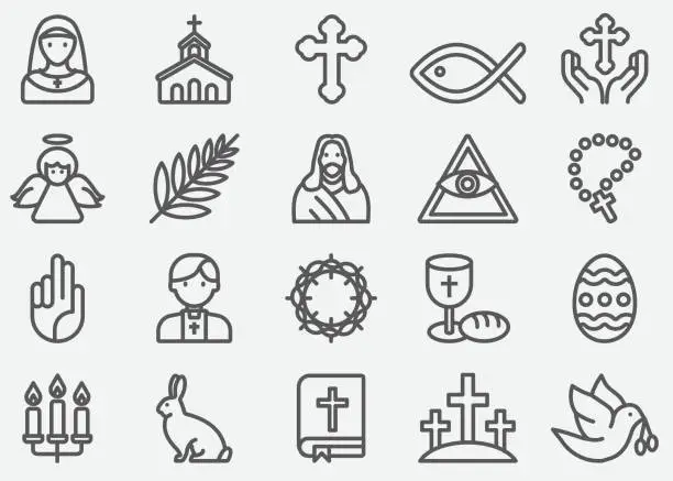 Vector illustration of Christianity Line Icons