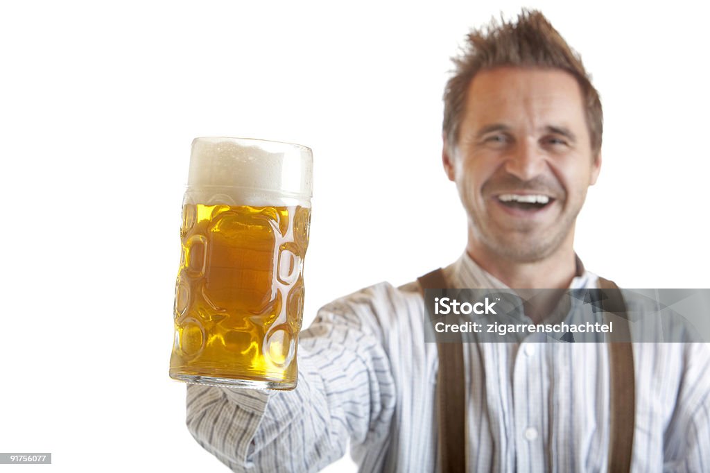 Bavarian Man Holding Beer Fest Beer Stein (Mass)  Beer Stein Stock Photo