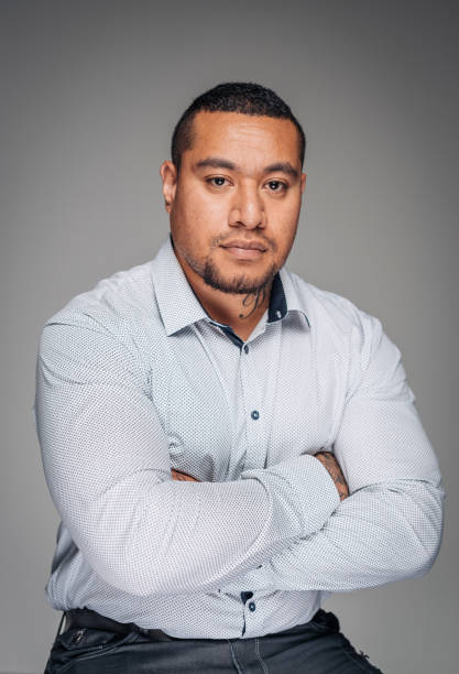 istock Studio portrait of strong masculine Pacific Islander guy 917561376