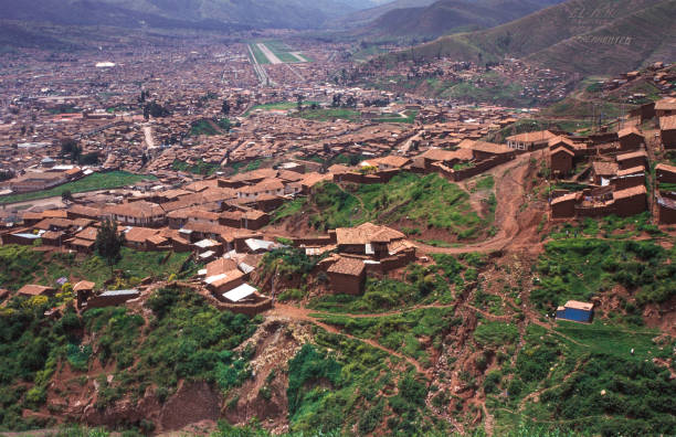 istock Adobe brick houses surrounding Cusco on dangerous hillsides 917566486