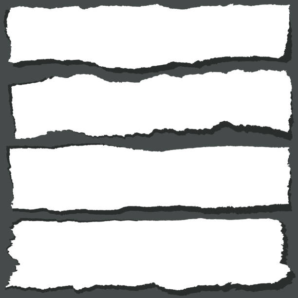 ilustrações de stock, clip art, desenhos animados e ícones de torn paper ribbons with jagged edges. abstract grange paper sheets vector set - removendo