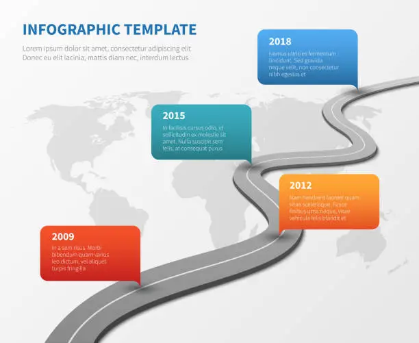 Vector illustration of Strategy chronological road map. Business vector timeline