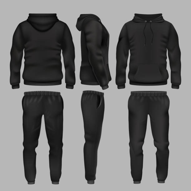 흑인 스포츠 까마귀와 바지 벡터 이랑 절연 - jacket shirt male fashion stock illustrations