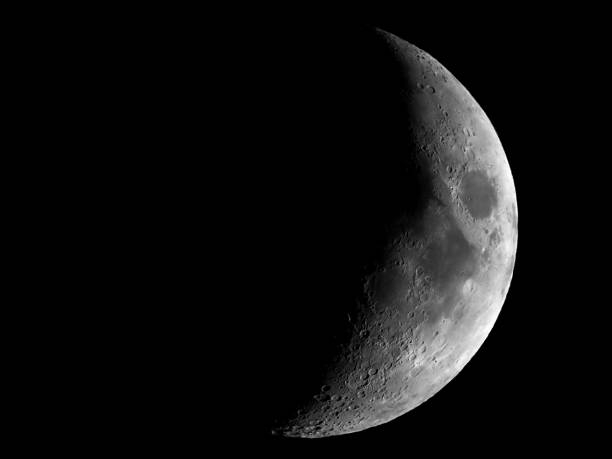 istock High contrast Waxing crescent moon seen with telescope 917571198