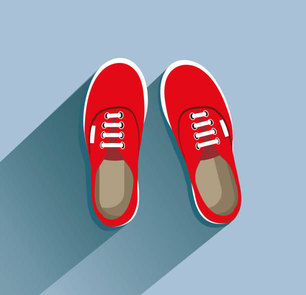 illustrazioni stock, clip art, cartoni animati e icone di tendenza di sneakers - on top of illustrations