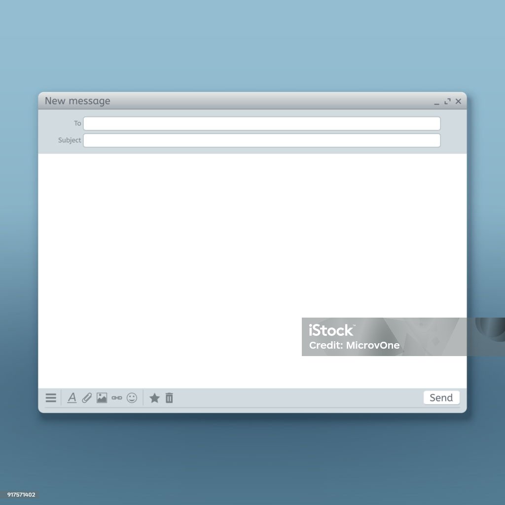 Email message interface with send form vector template Email message interface with send form vector template. Illustration of form mail page, user interface web panel send E-Mail stock vector