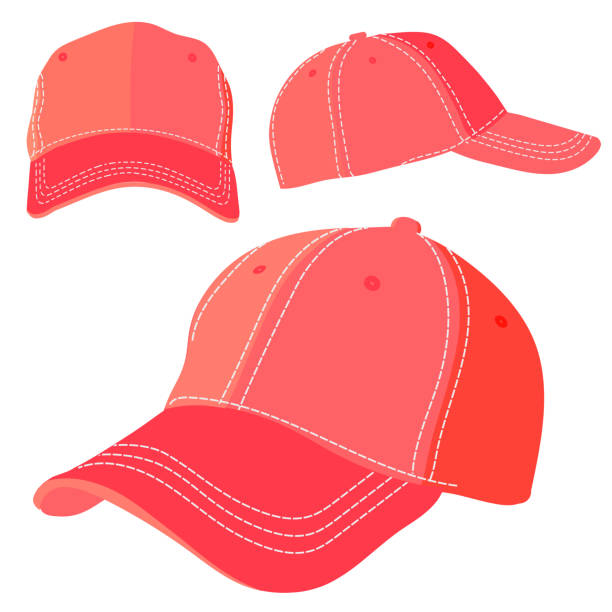 Red cap The red cap on white background. Vector illustration Eps10 file woman wearing baseball cap stock illustrations