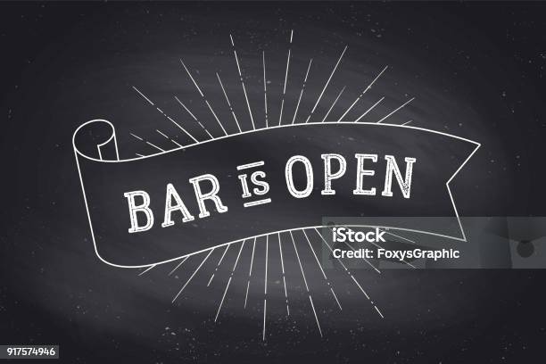 Bar Open Chalkboard Stock Illustration - Download Image Now - Chalkboard - Visual Aid, Bar - Drink Establishment, Menu