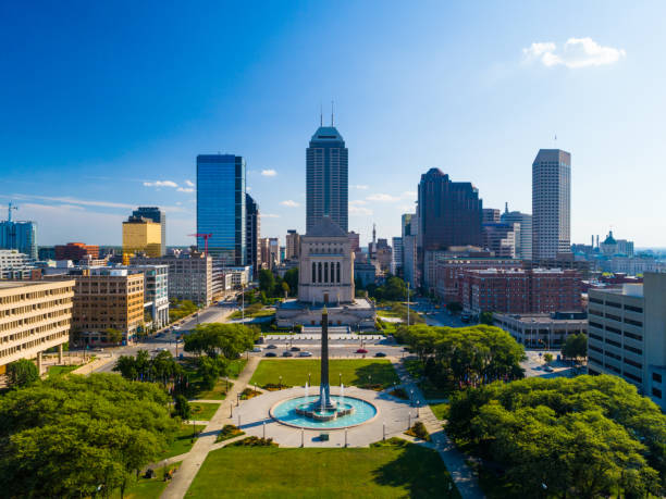 istock Downtown Indianapolis Aerial with Park and War Memorial 917577544