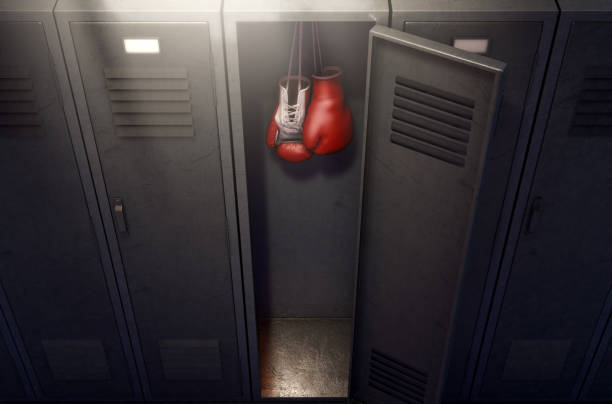istock Open Locker And Hung Up Boxing Gloves 917578410