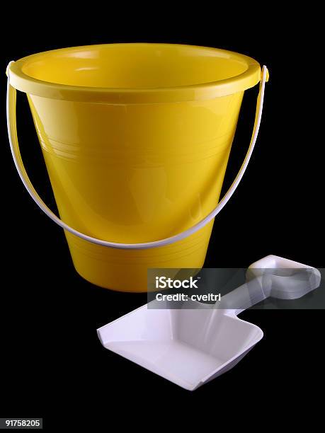 Pail And Shovel Stock Photo - Download Image Now - Black Background, Bucket, Color Image