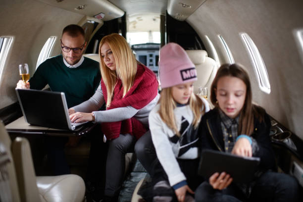 istock Family in the airplane 917582416