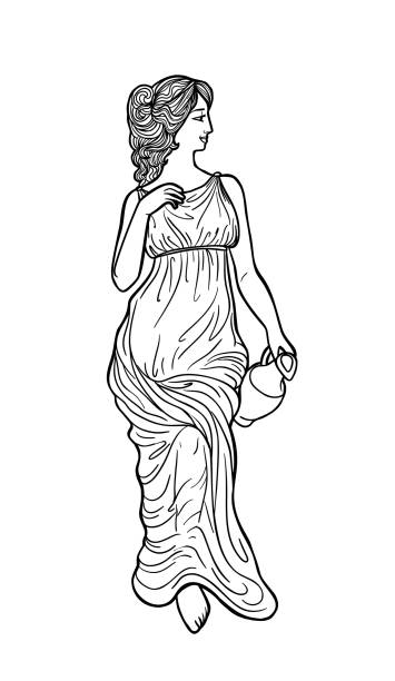 Greek woman vector art illustration