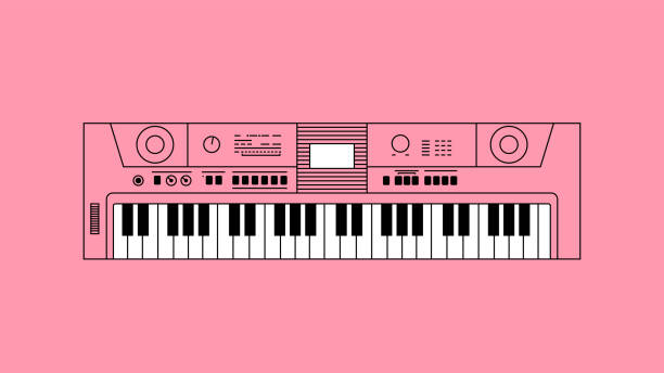 illustrations, cliparts, dessins animés et icônes de design plat synthétiseur - synthesizer