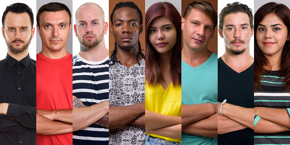 Collage Of Diverse Multi-ethnic And Mixed Age People With Arms Crossed