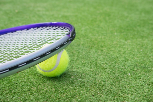 istock Paddle tennis court and ball 917597604