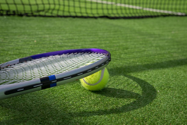 istock Paddle tennis court and ball 917597620