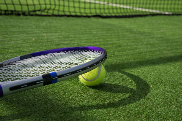 istock Paddle tennis court and ball 917597658