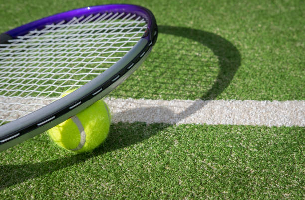 istock Paddle tennis court and ball 917597720