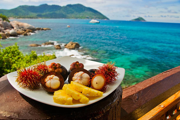 Exotic Fruits Plate  koh tao thailand stock pictures, royalty-free photos & images