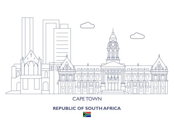 Vector illustration of Cape Town City Skyline, South Africa