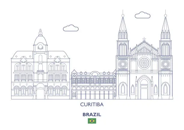 Vector illustration of Curitiba City Skyline, Brazil