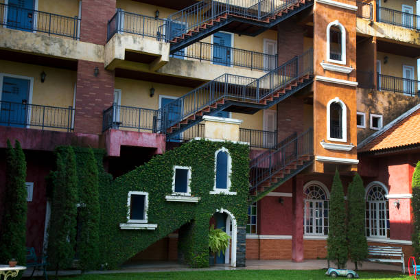 istock hotel exterior stairs , staircase,Fire escape 917607094