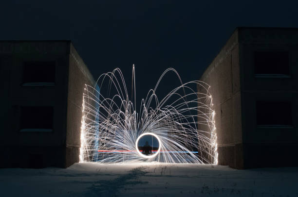 istock Burning Steel Wool in the winter night, 917614862