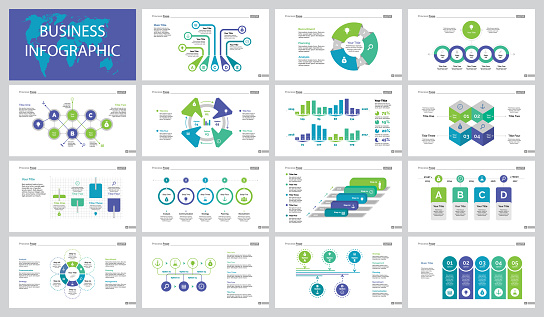 Infographic set can be used for workflow layout, diagram, annual report, presentation, web. Business and concept with process, flow and percentage charts.