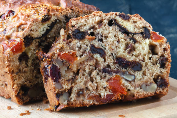 istock Close up view of fresh fruit cake, traditional stollen 917624898