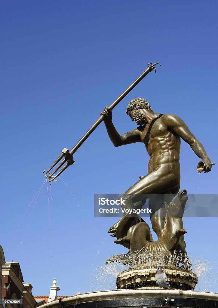 Neptun sculpture in Gdansk - Fountain  Blue Stock Photo