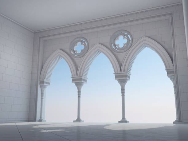 istock Beautiful colonnade with unusual columns 917626234