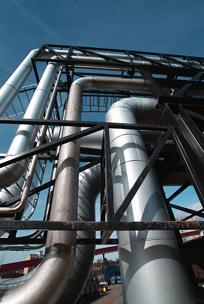 istock industrial pipelines on pipe-bridge against blue sky 91762688