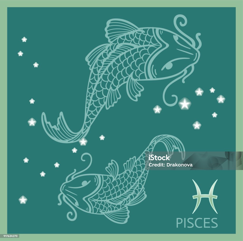 Pisces zodiac sign Pisces zodiac sign, constellation and symbol Koi Carp stock vector