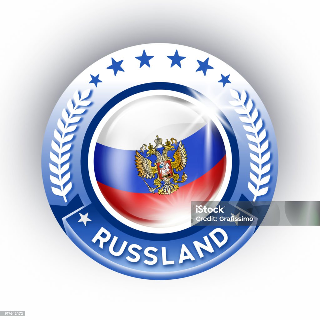 Russia Button Russia Button With Russian Flag Isolated On White Stock Illustration ...